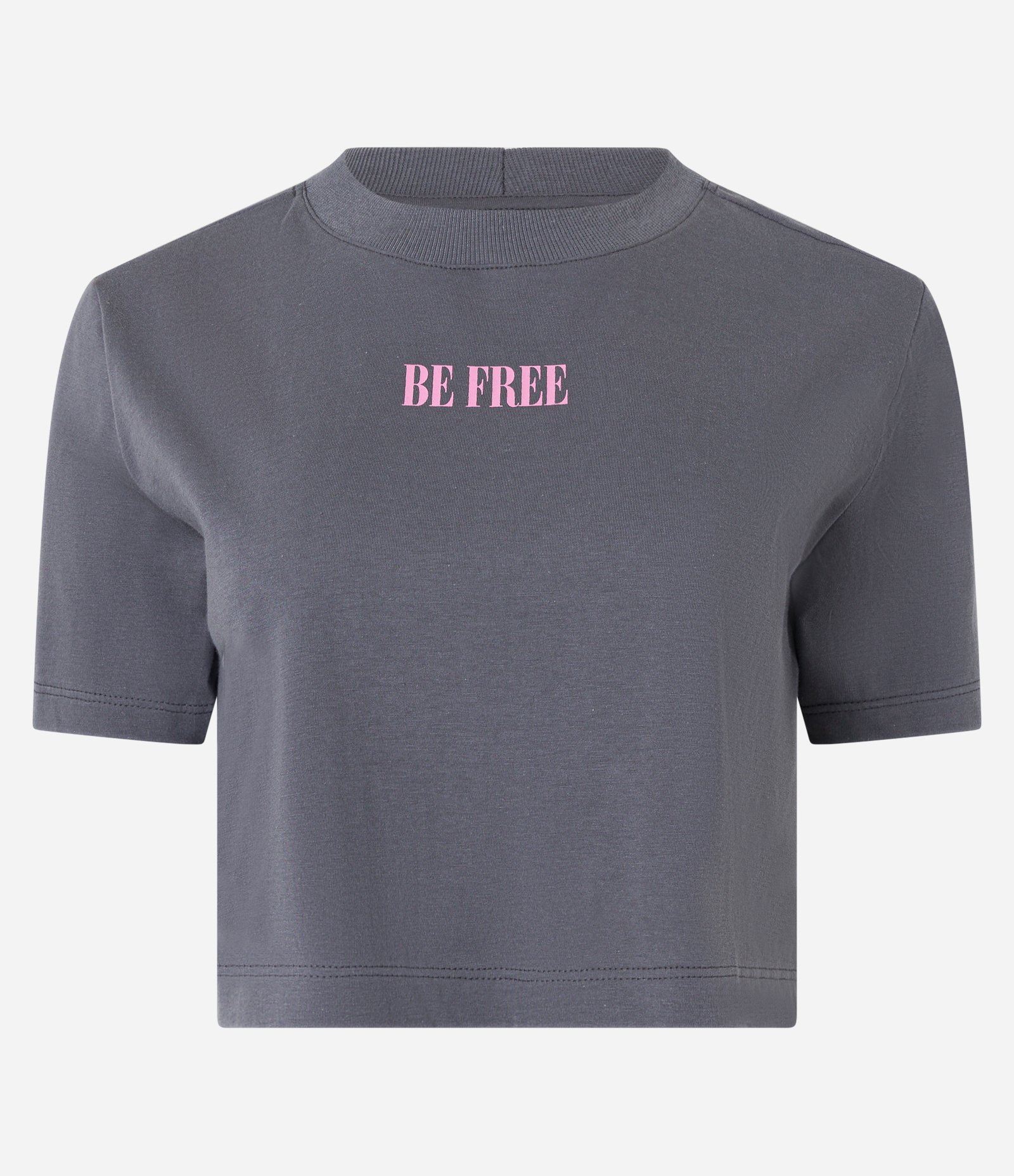 Blusa Cropped em Algodão com Estampa Frente e Costas Be Free Cinza 6