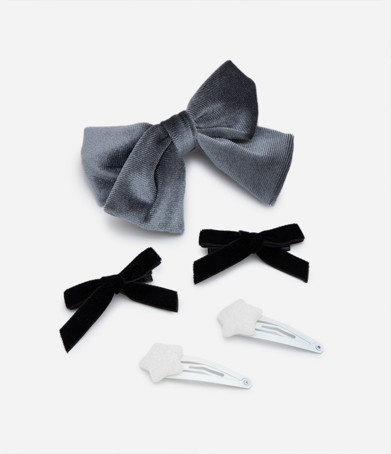 Kit 05 Presilhas de Cabelo Infantil com Laços em Veludo Multicores 1
