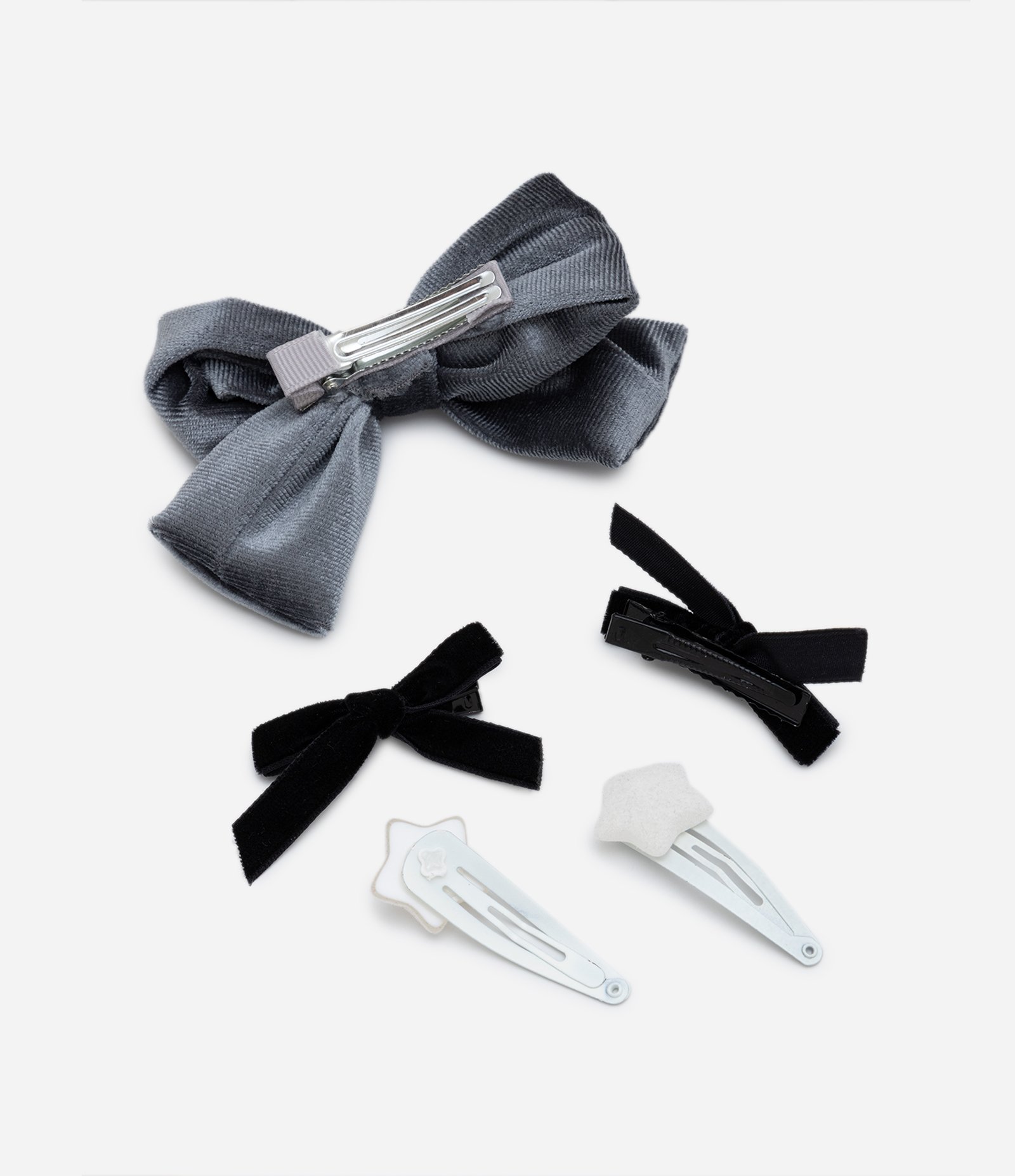 Kit 05 Presilhas de Cabelo Infantil com Laços em Veludo Multicores 2