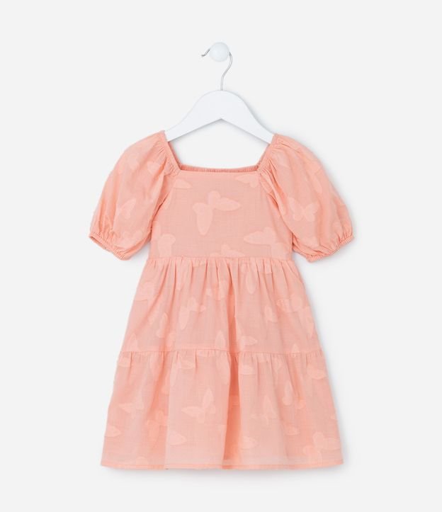 Vestido Infantil em Crepe com Mangas Bufantes - Tam 1 A 5 Anos