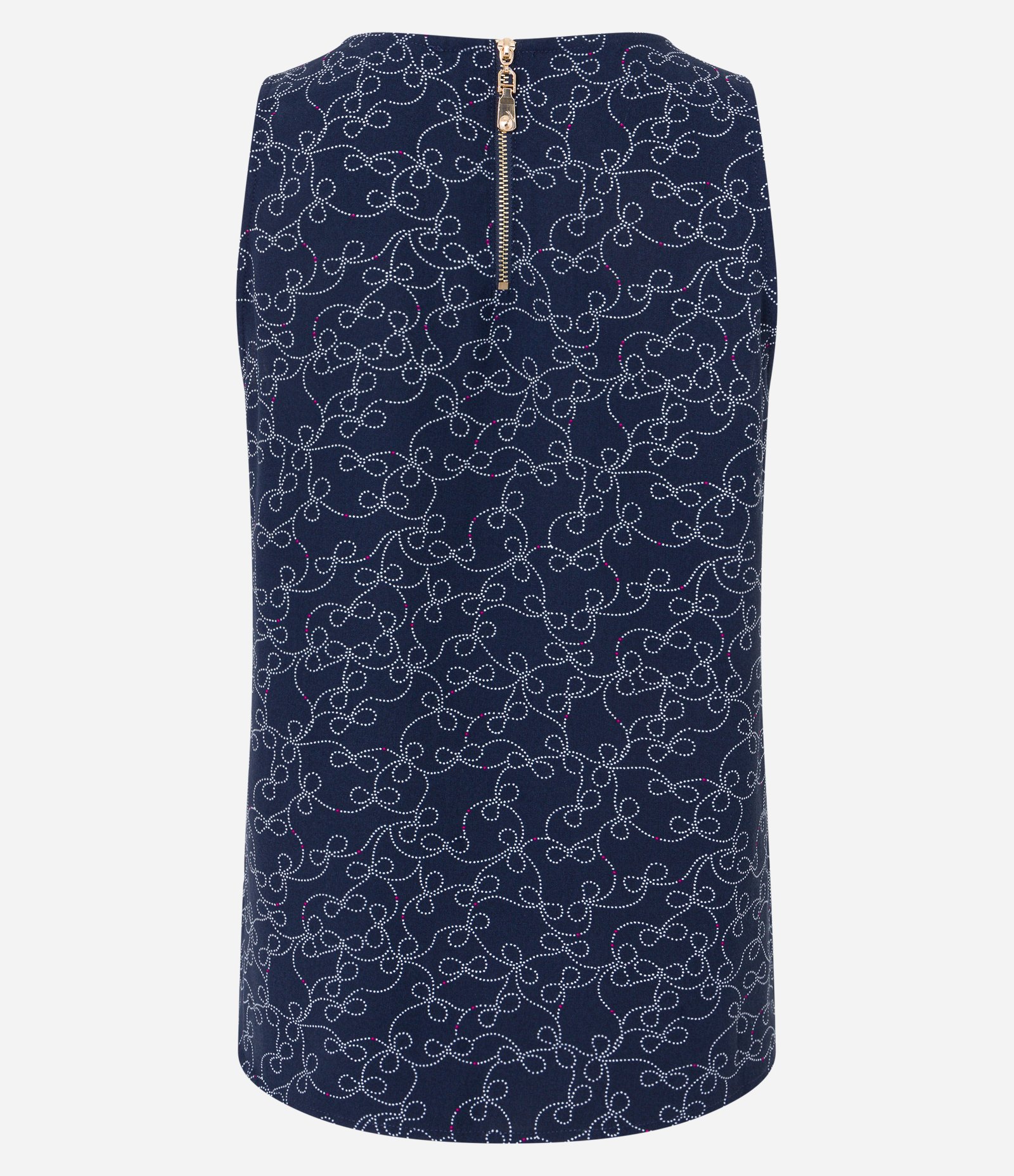 Blusa em Crepe com Zíper nas Costas e Estampa de Poá Entrelaçado Azul Marinho 8