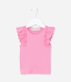 Regata Infantil Canelada com Babado Broderie - Tam 1 a 5 Anos