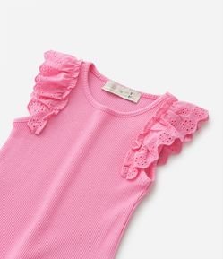 Regata Infantil Canelada com Babado Broderie - Tam 1 a 5 Anos