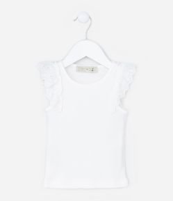 Regata Infantil Canelada com Babado Broderie - Tam 1 a 5 Anos