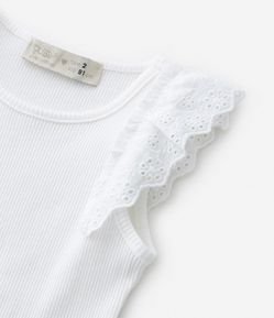 Regata Infantil Canelada com Babado Broderie - Tam 1 a 5 Anos