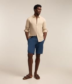 Bermuda Slim Texturizada em Linho com Algodão