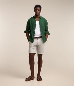 Bermuda Slim Texturizada em Linho com Algodão