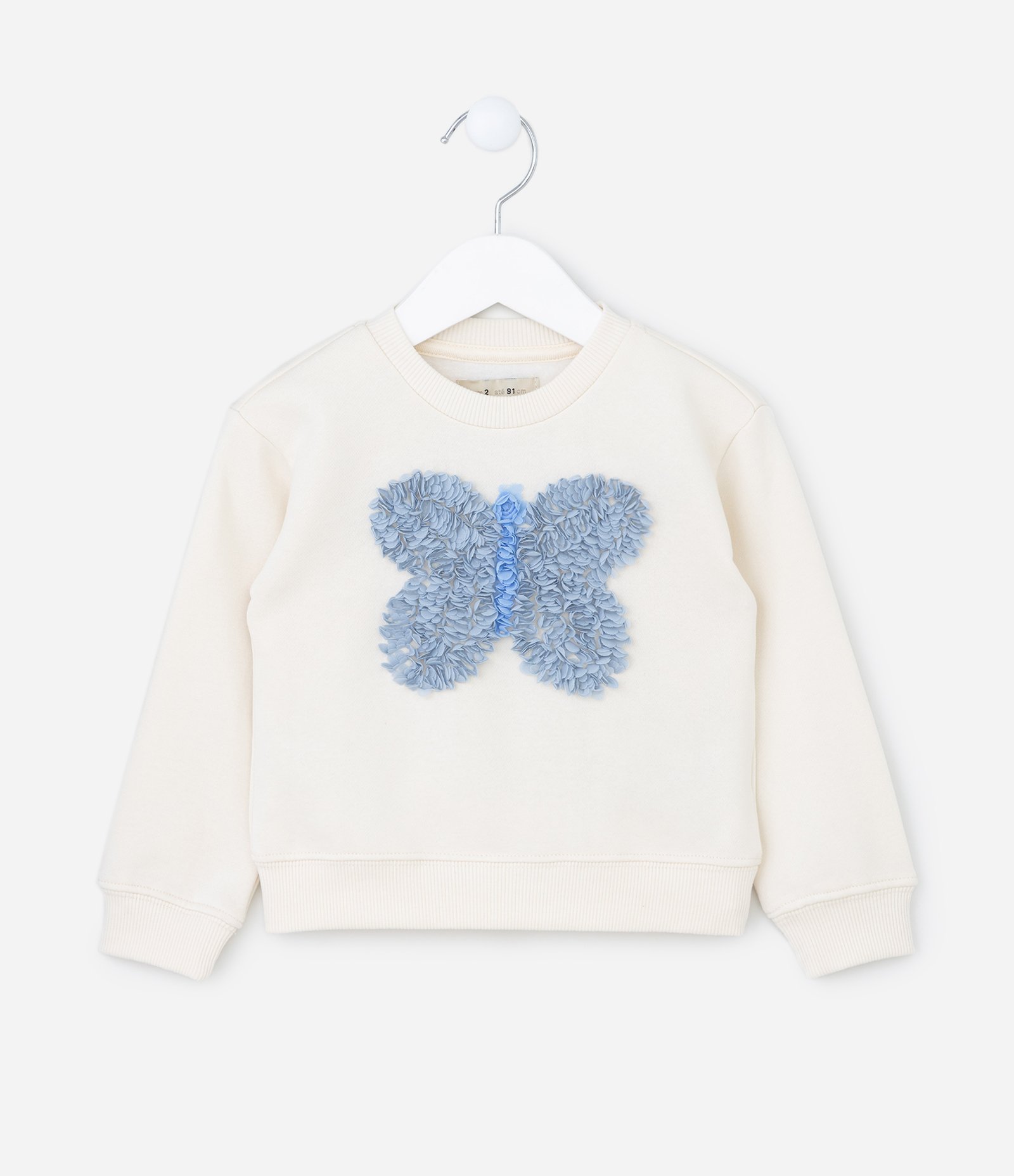 Blusão Infantil Em Moletom Com Bordado De Borboleta - Tam 1 a 5 Anos Off White 1