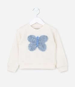 Blusão Infantil Em Moletom Com Bordado De Borboleta - Tam 1 a 5 Anos