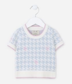 Blusa Infantil em Tricô com Estampa Pied Poule - Tam 1 A 5 Anos