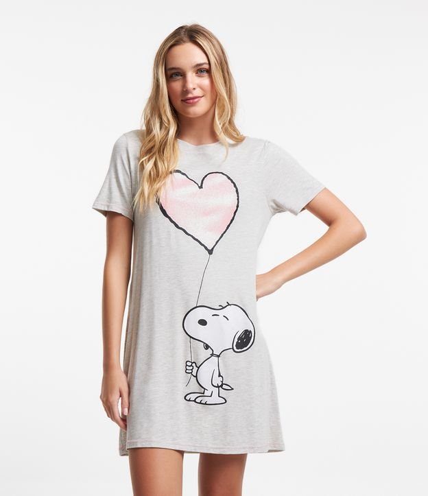 Camisola Curta em Viscolycra com Estampa do Snoopy com Brilhos