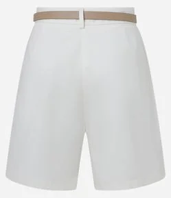 Short em Alfaiataria com Cinto de PU e Fivela de Metal