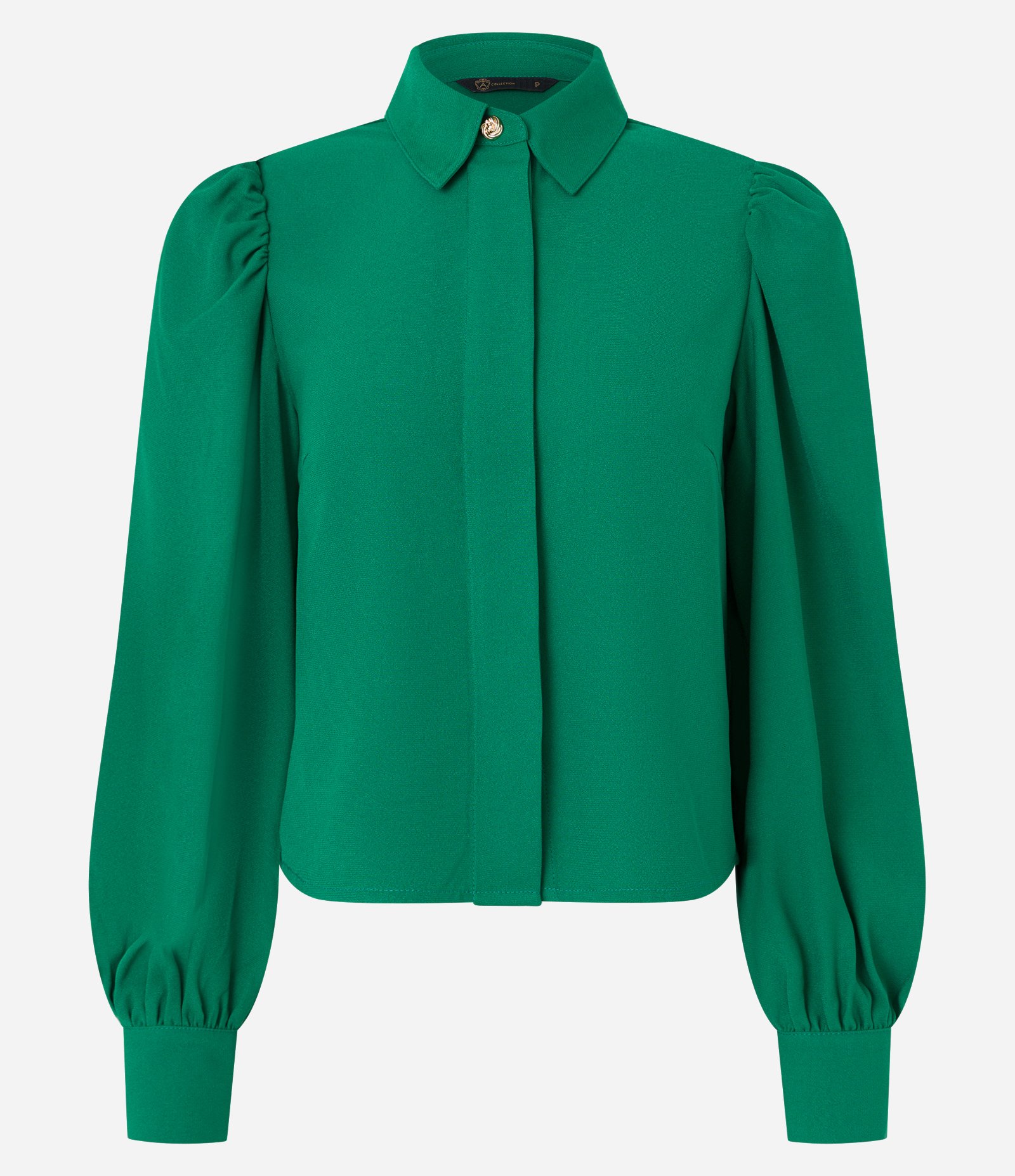 Camisa em Crepe com Botão Diferenciado e Manga Bufante 5