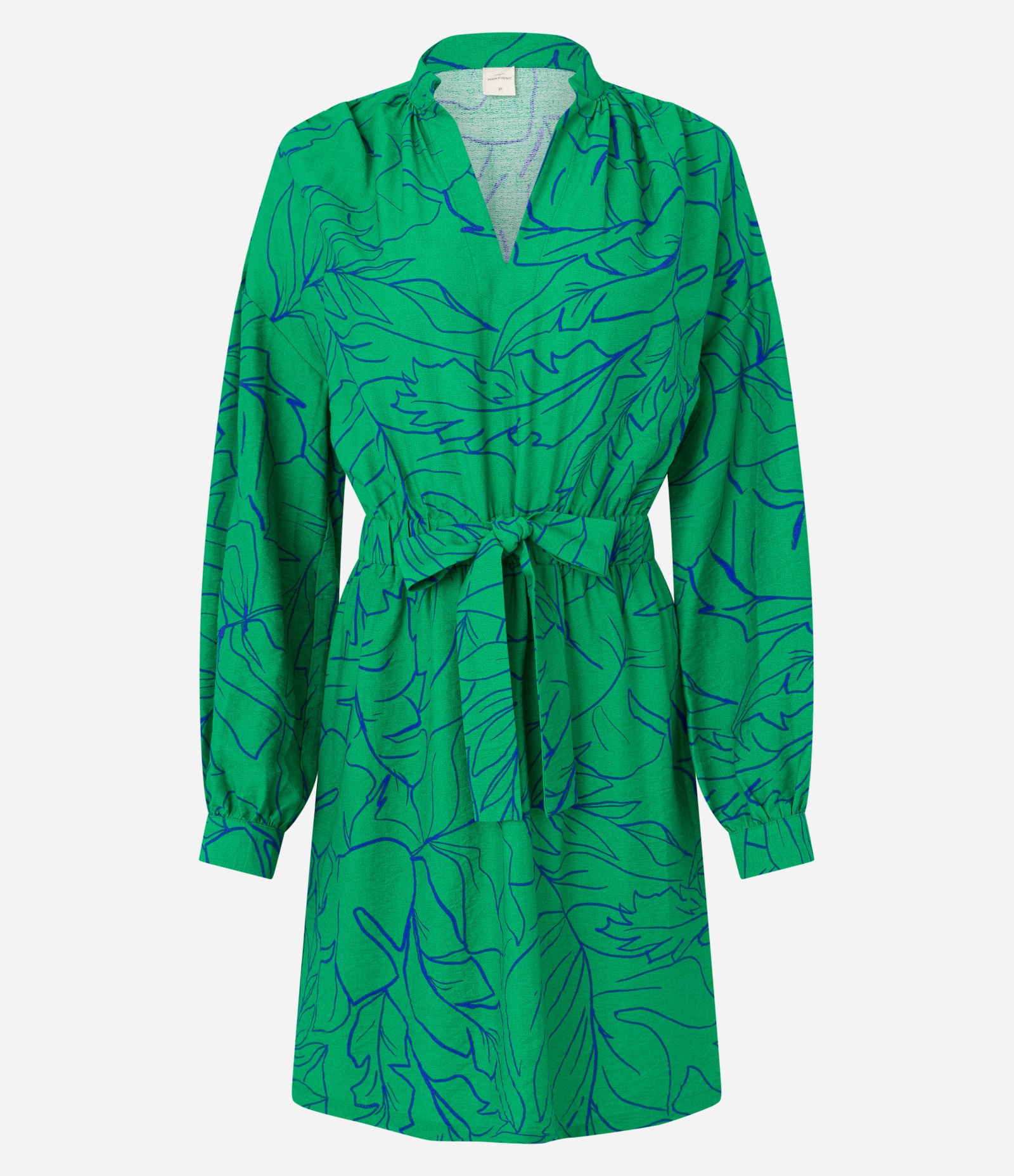Vestido em Viscose com Amarração na Cintura e Estampa Folhagem Verde 5