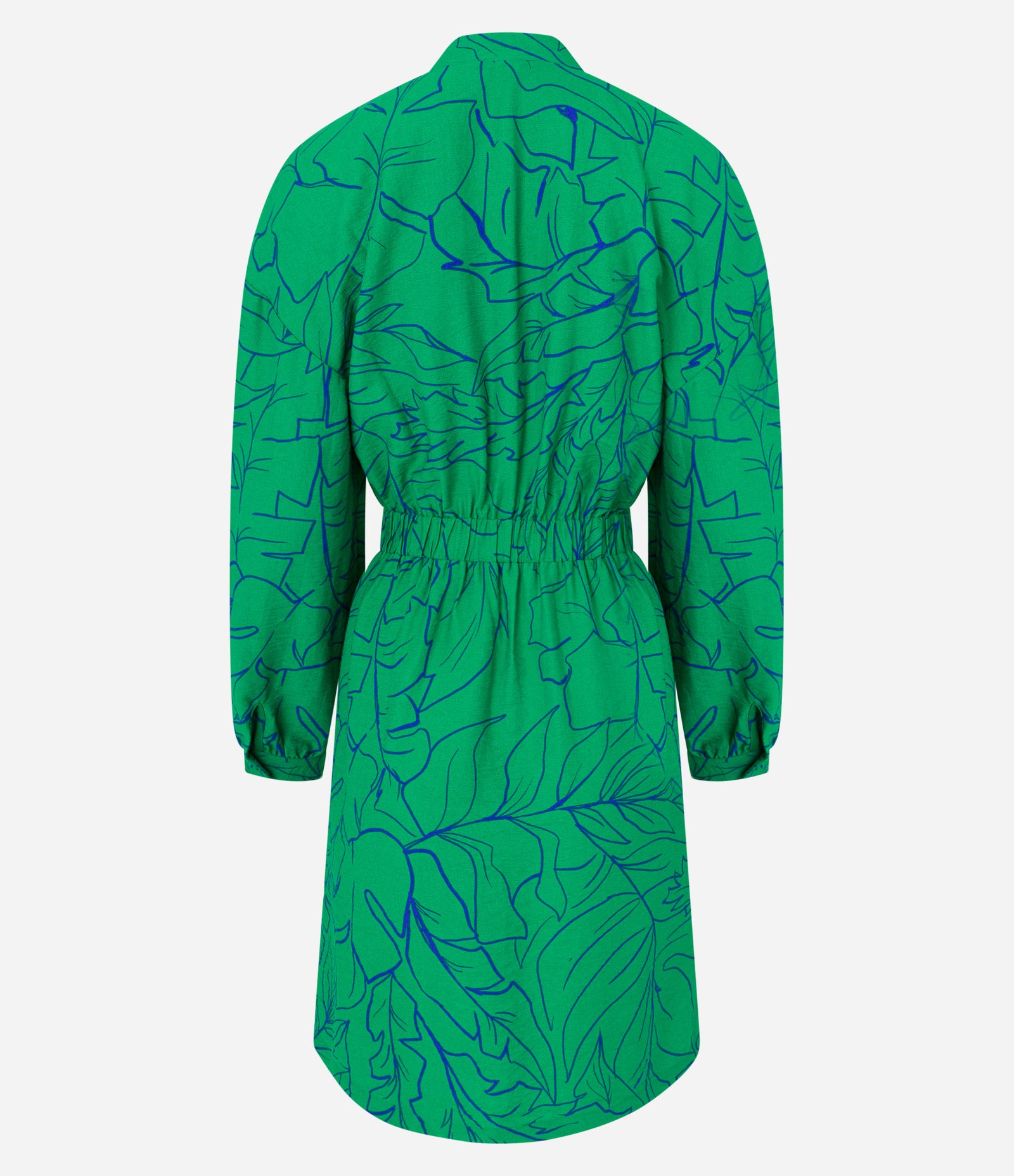 Vestido em Viscose com Amarração na Cintura e Estampa Folhagem Verde 7