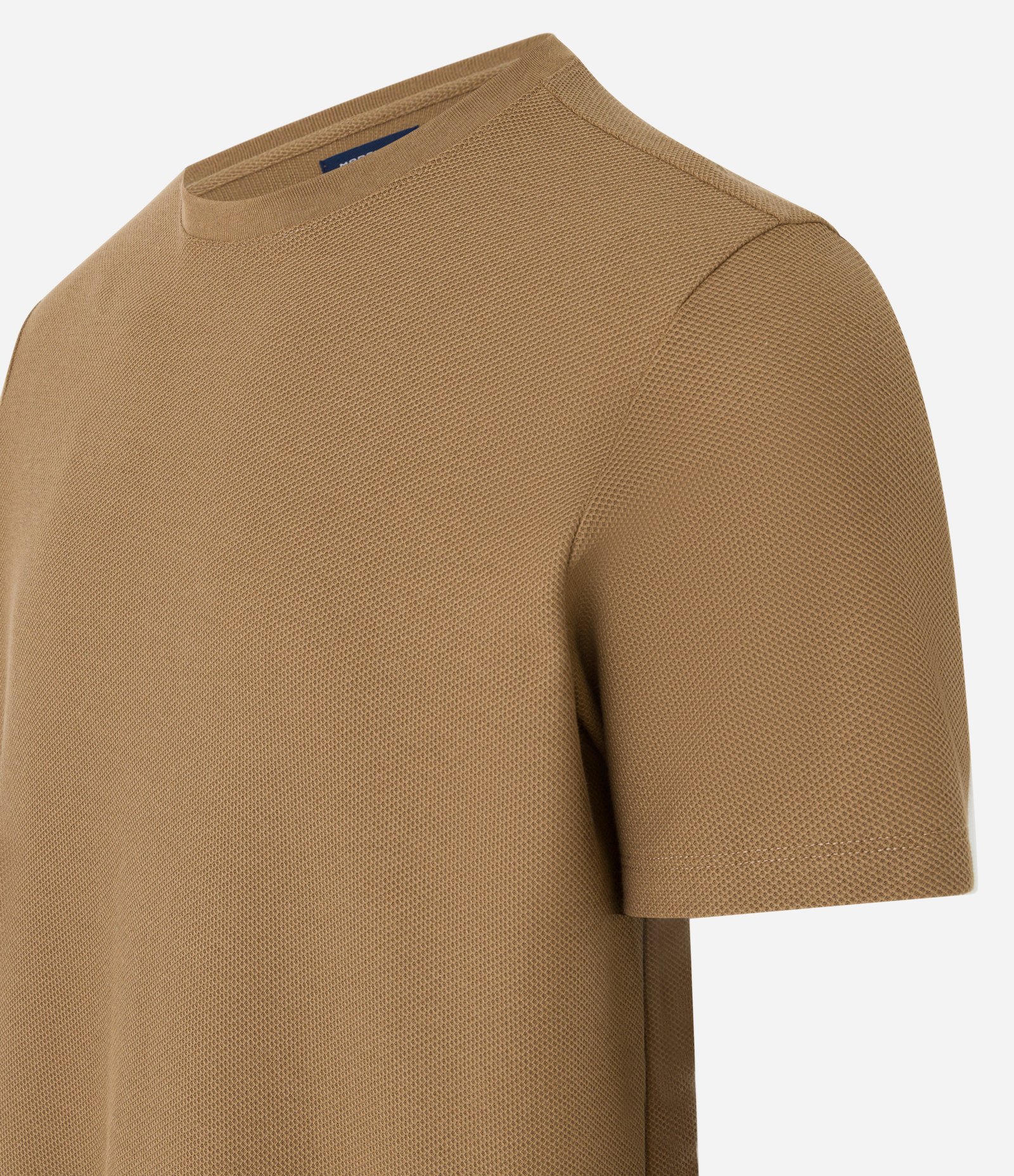 Camiseta Manga Curta em Algodão Peruano com Textura Colméia Marrom Claro 6