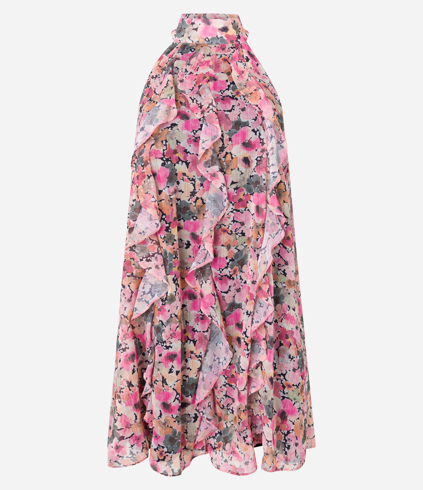 Vestidos de chiffon con cuerpo de dos capas de volantes Rosa Polvoriento