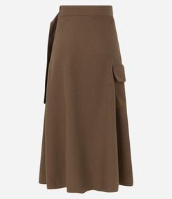 Saia Midi Alfaiatada com Fivela para Ajuste e Pregas