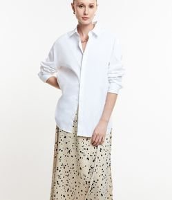 Saia New Midi em Tecido Acetinado com Transpasse e Amarração