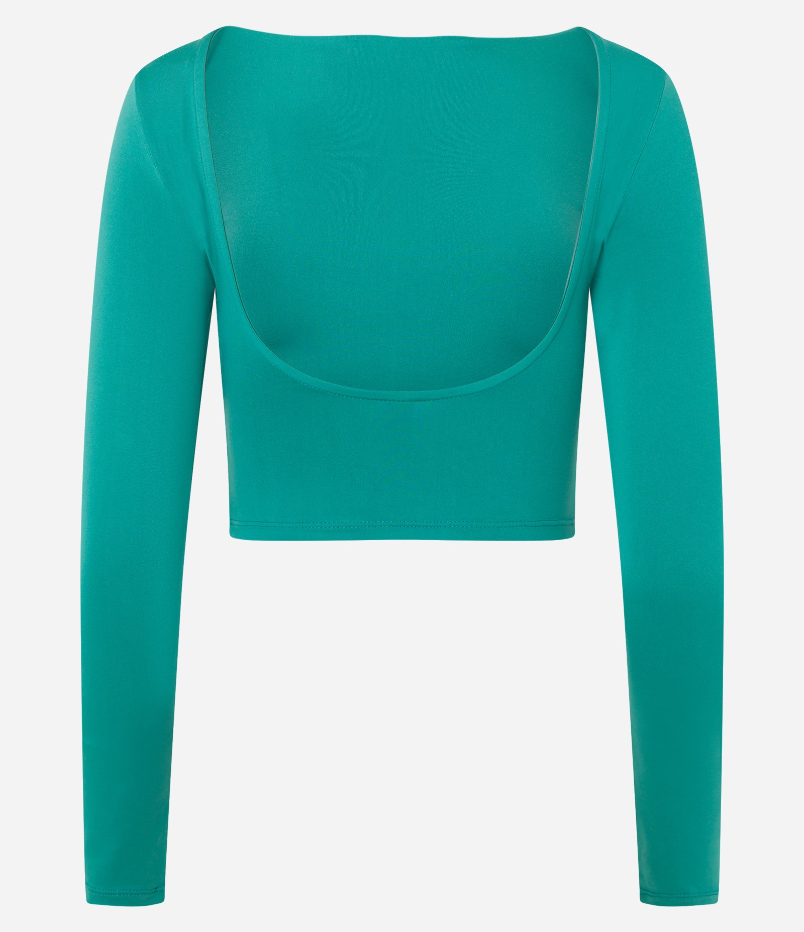 Blusa em Meia Malha com Abertura nas Costas em U Verde 6