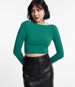 Blusa em Meia Malha com Abertura nas Costas em U