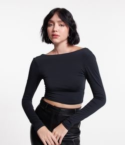 Blusa em Meia Malha com Abertura nas Costas em U
