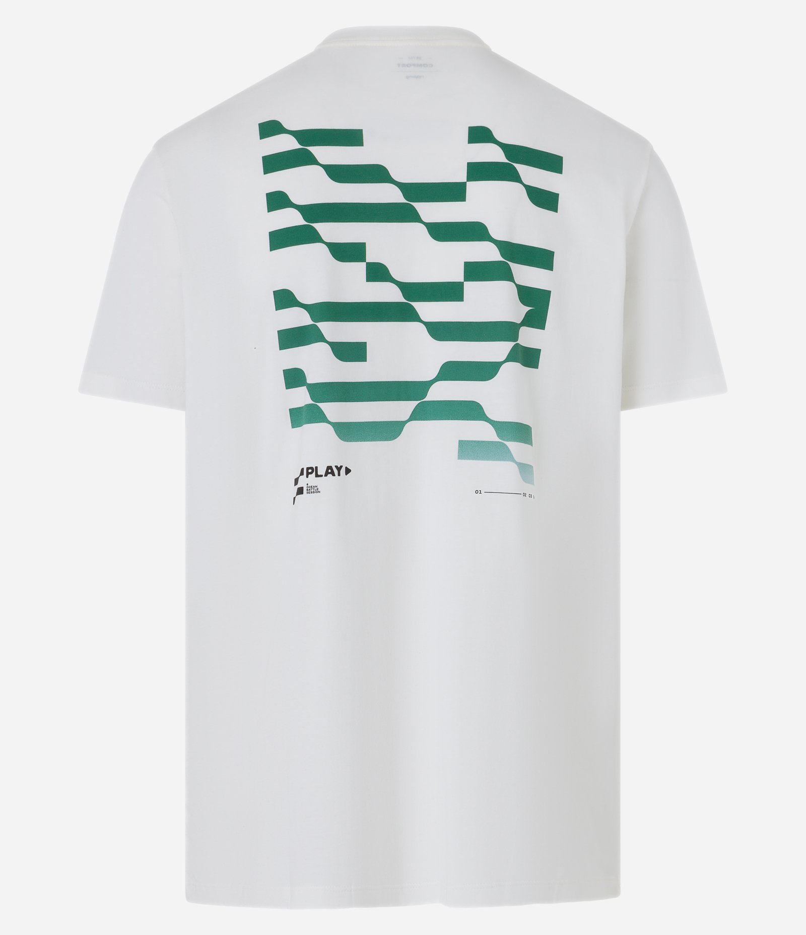 Camiseta Comfort em Algodão Estampa Ondas Geométricas Branco 7