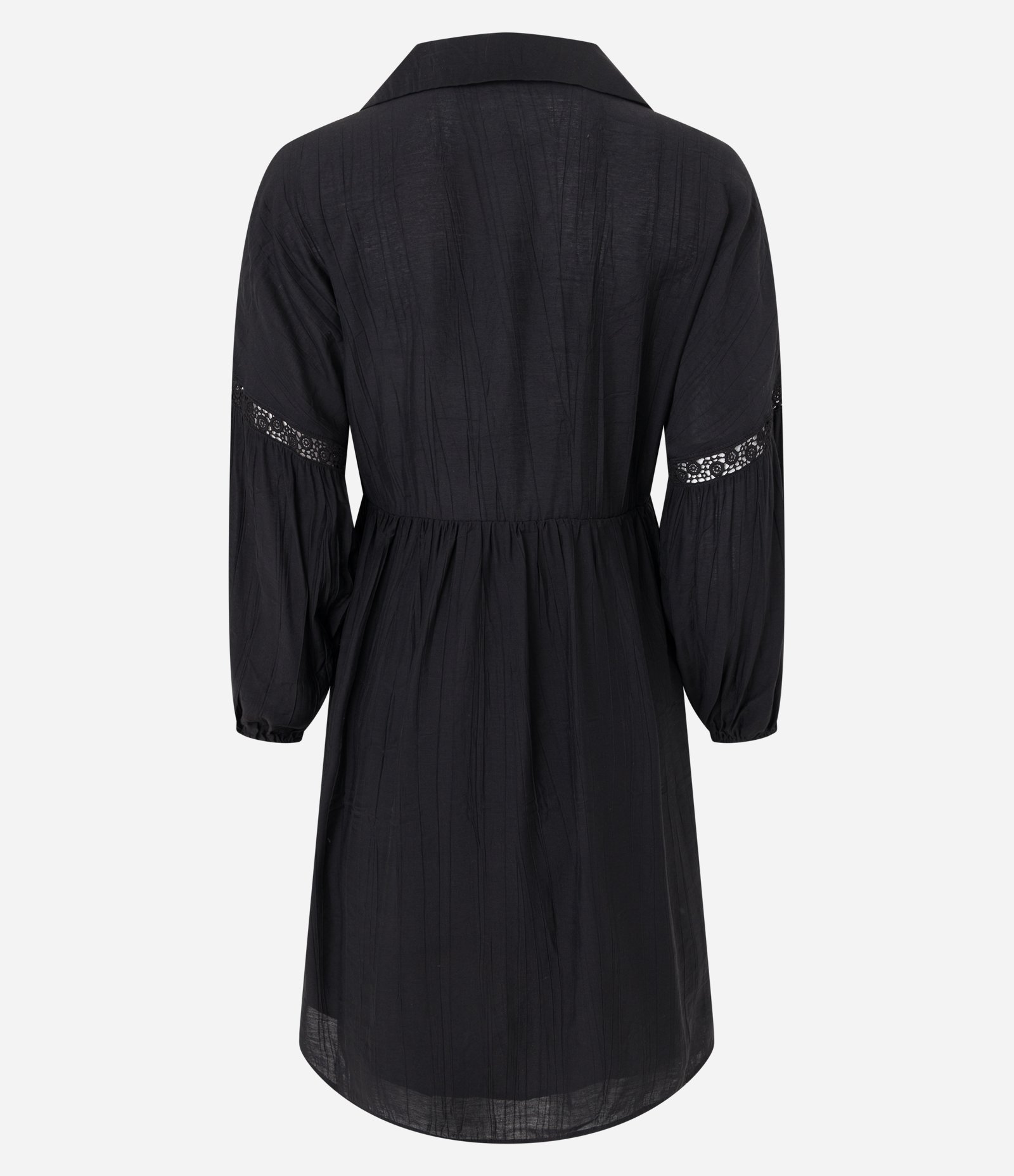 Vestido em Viscose com Amarração na Gola e Manga com Detalhe Bufante Preto 8