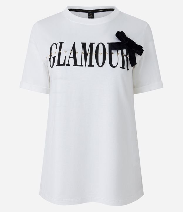 Camiseta e Meia Malha com Estampa Lettering e Laço Aplicado Branco 6