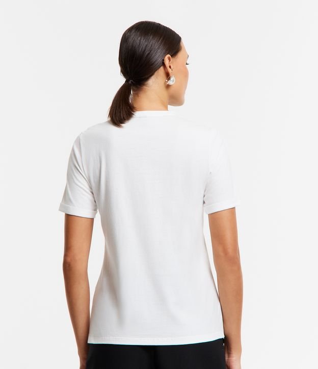 Camiseta e Meia Malha com Estampa Lettering e Laço Aplicado Branco 4