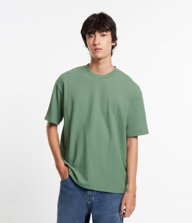 Camiseta Boxy em Algodão com Textura Waffle Menor preço em Camiseta Boxy em Algodão com Textura Waffle