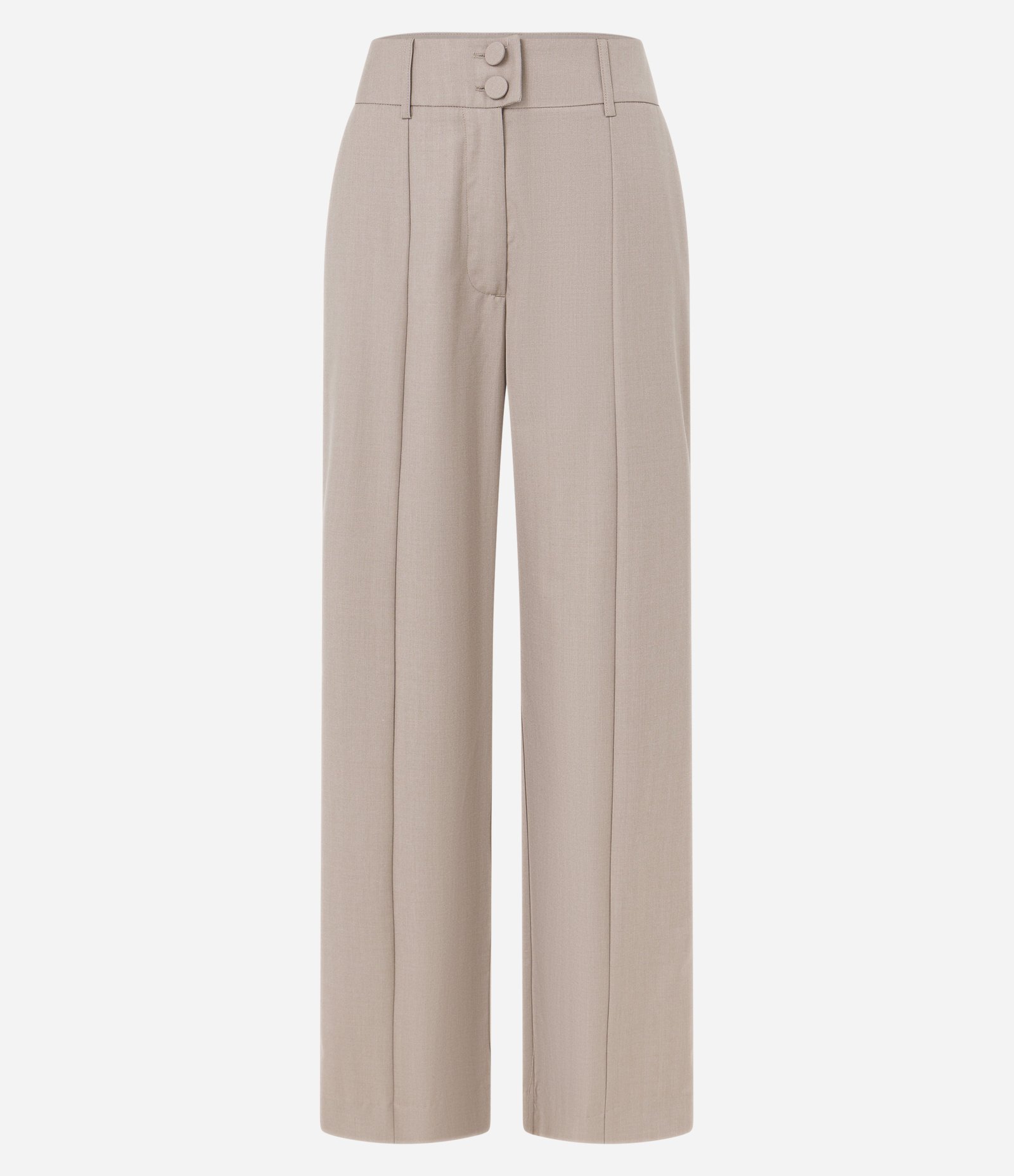 Calça Reta Alfaiatada com Fechamento Frontal no Cós Bege 5