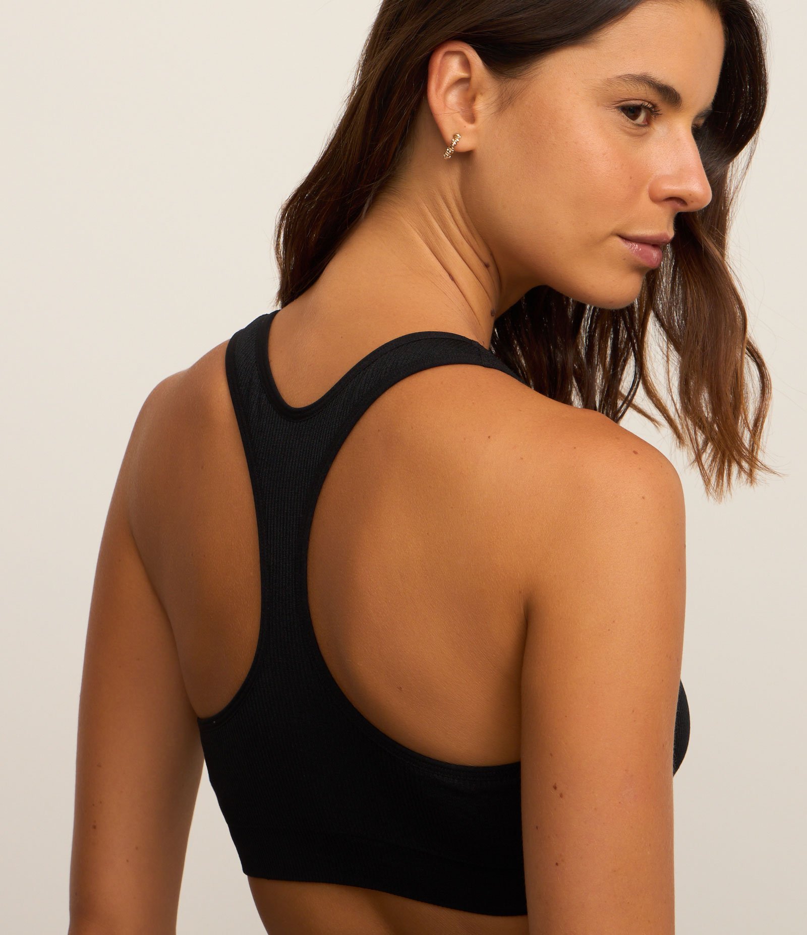 Top Nadador Esportivo Canelado sem Costura Preto 3