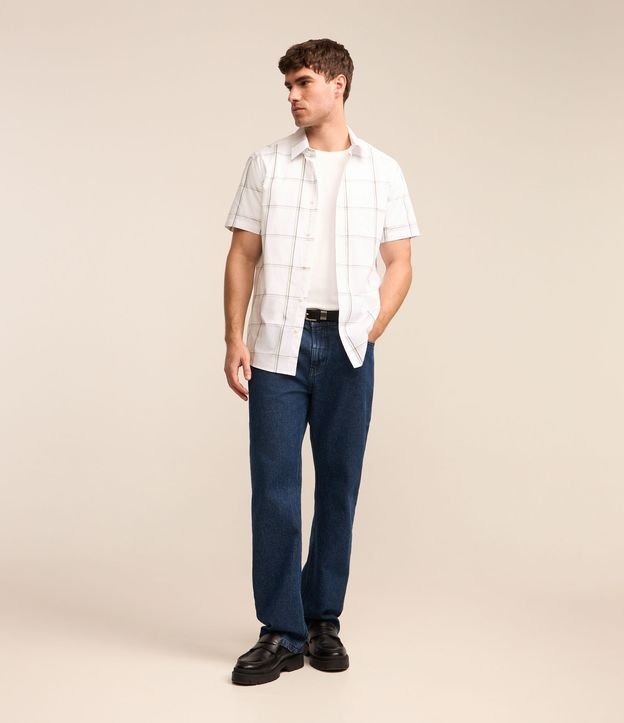 Camisa em Tricoline com Xadrez Largo