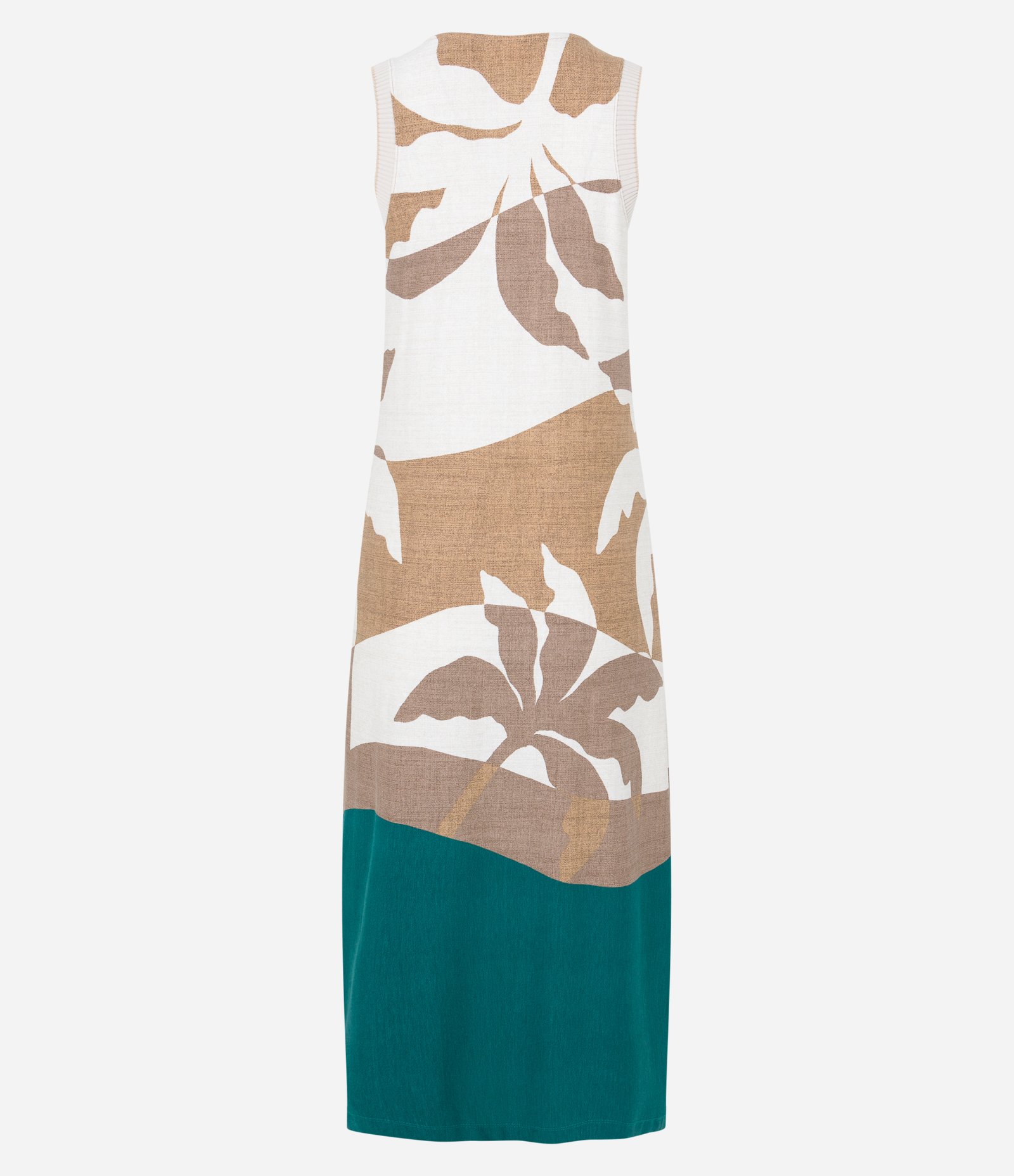 Vestido Midi em Malha Viscose com Estampa Tropical Bege/ Branco/ Verde 9