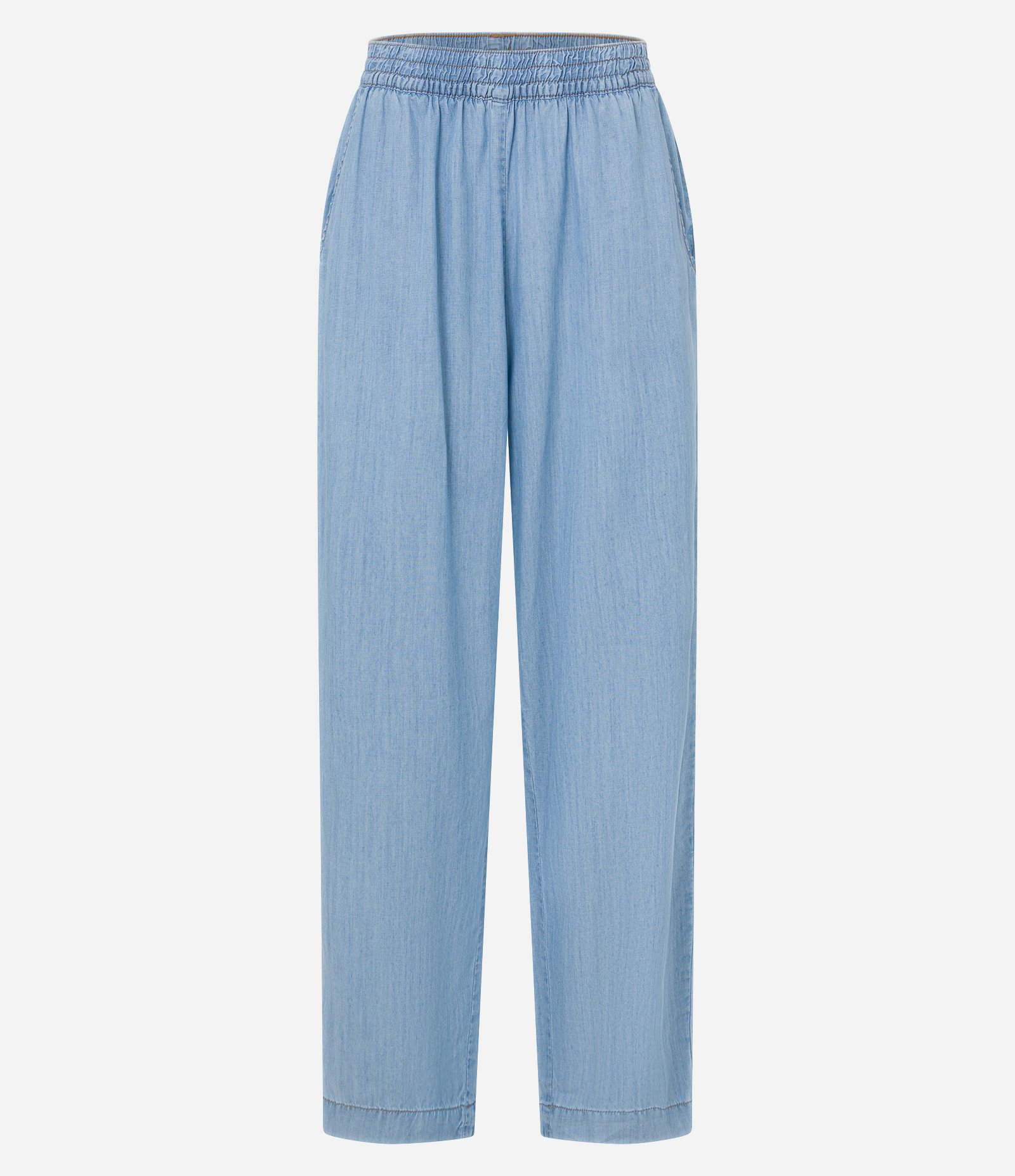 Calça Reta em Jeans com Cós Elástico Azul Claro 5