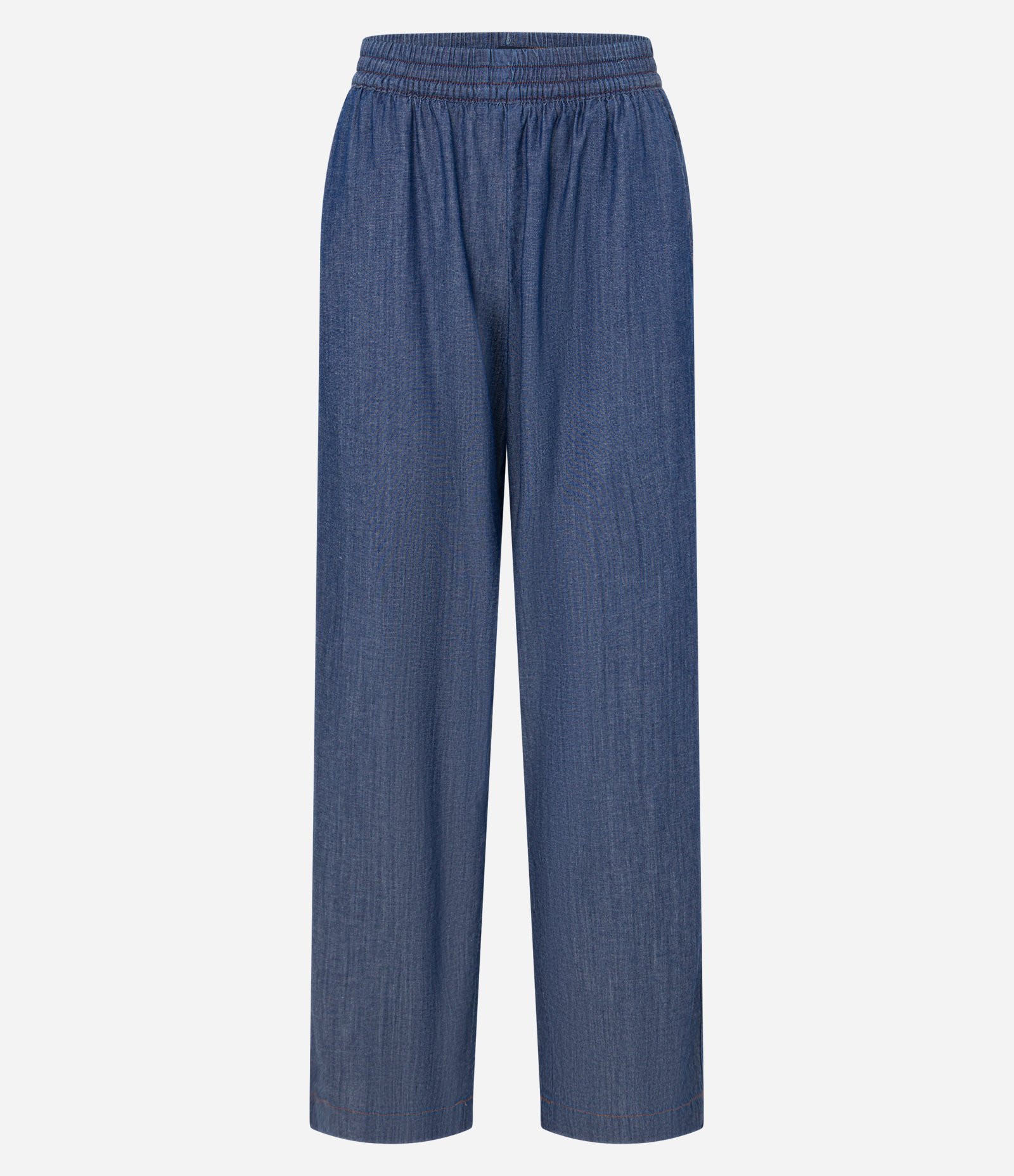 Calça Reta em Jeans com Cós Elástico Azul Médio 5