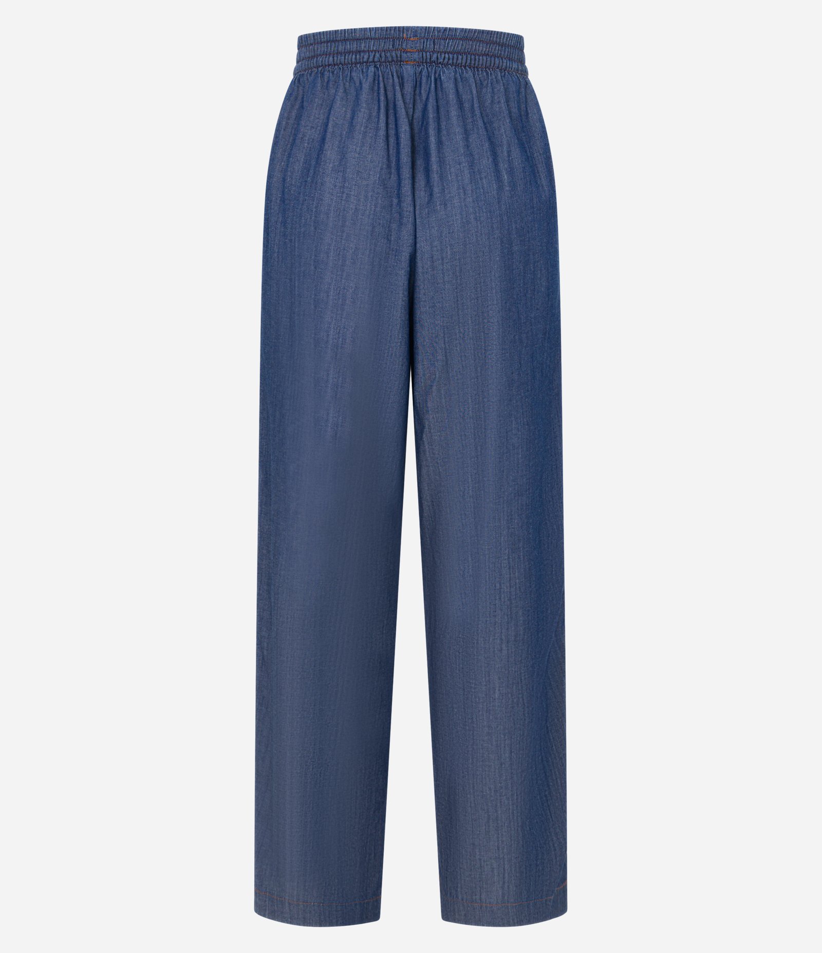 Calça Reta em Jeans com Cós Elástico Azul Médio 6