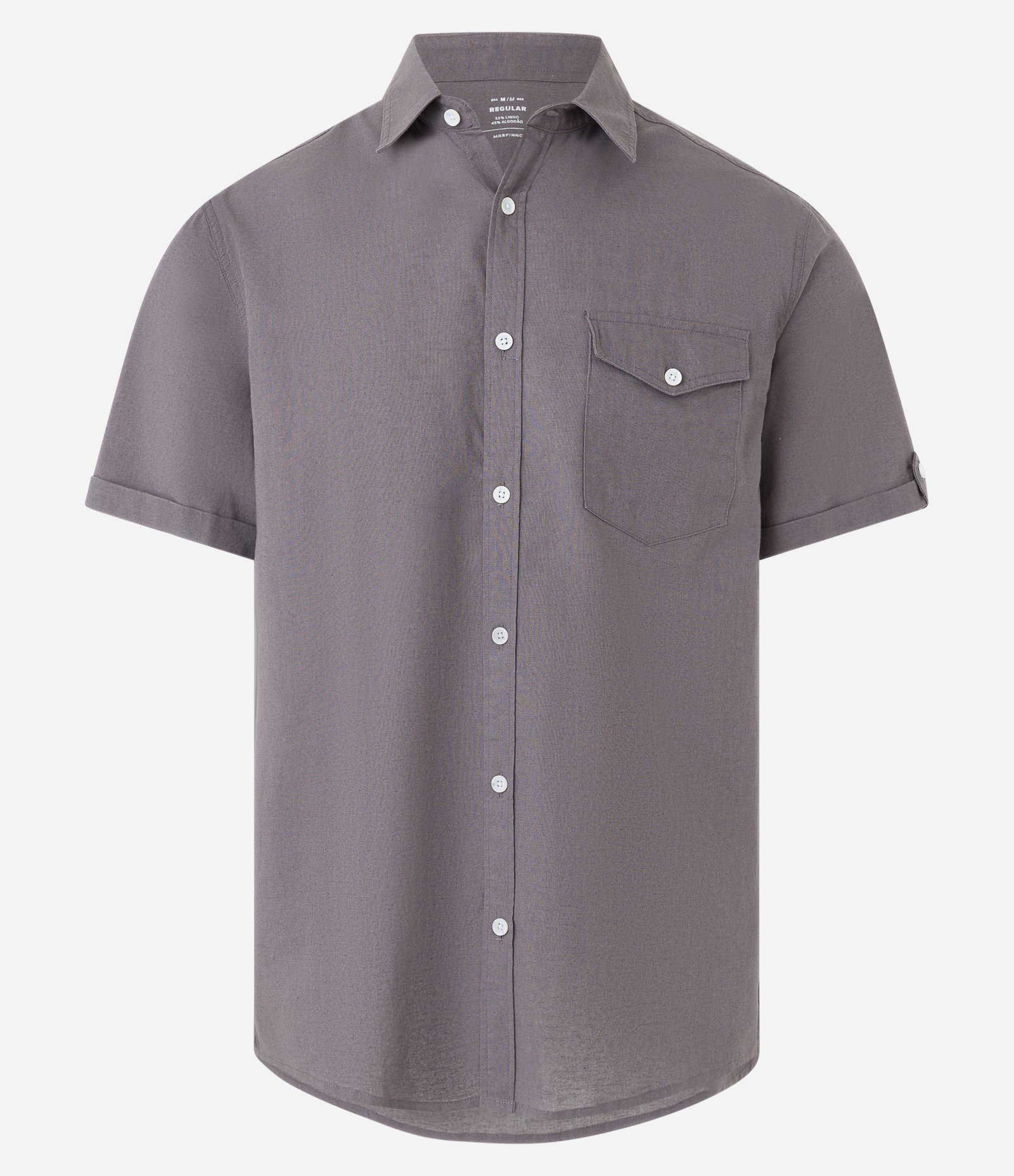 Camisa Comfort em Linho com Bolso e Dobra na Manga 5