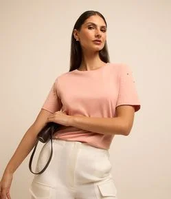 Blusa em Algodão com Pérolas na Manga