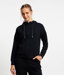 Jaqueta Esportiva com Capuz e Cordão com Lettering