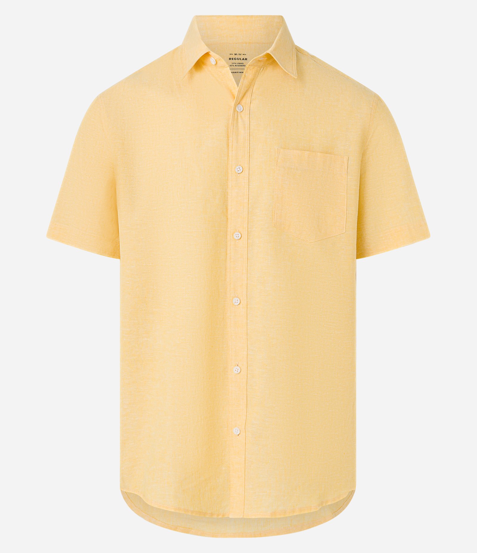 Camisa Comfort Básica em Linho com Bolso Frontal Amarelo 4