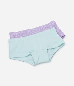 Kit 02 Calcinhas Boxer Infantis com Estampa Floral - Tam 4 a 12 anos