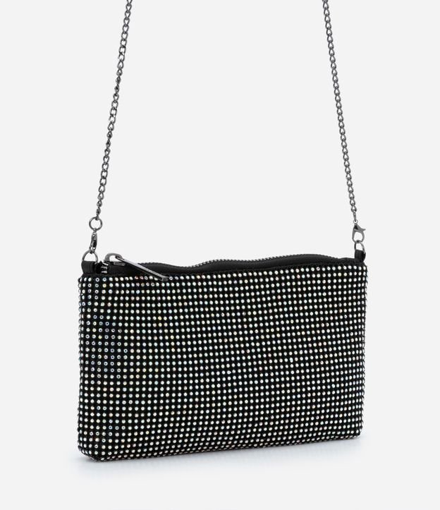 Bolsa Transversal com Alça Corrente e Detalhes em Strass