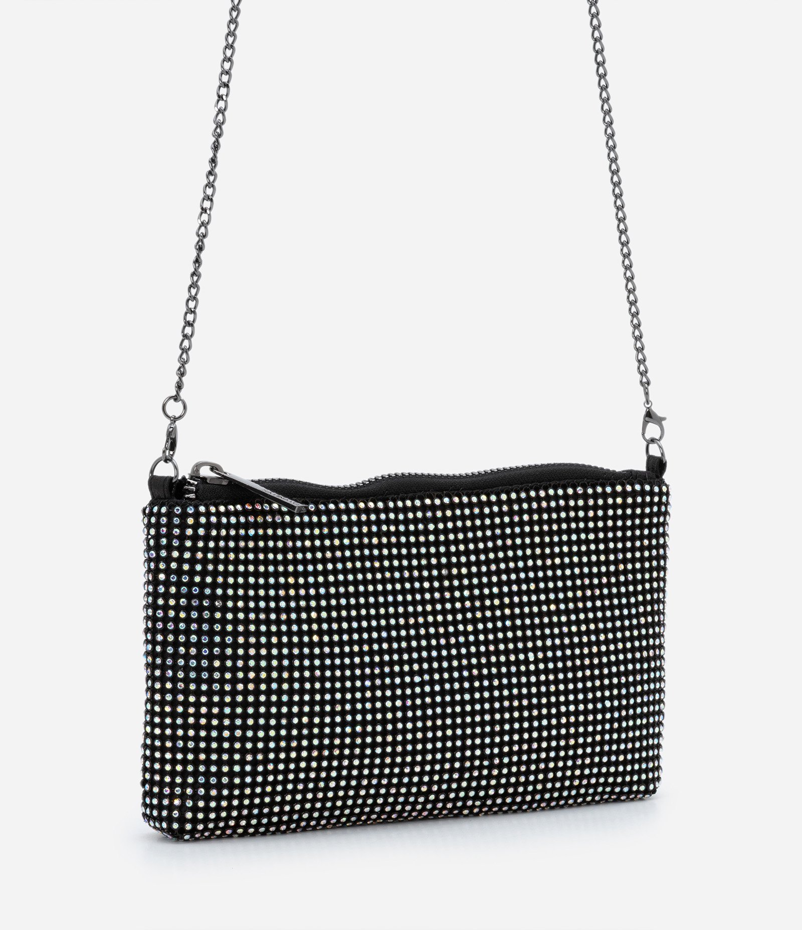 Bolsa Transversal com Alça Corrente e Detalhes em Strass Holográfico-AC 2