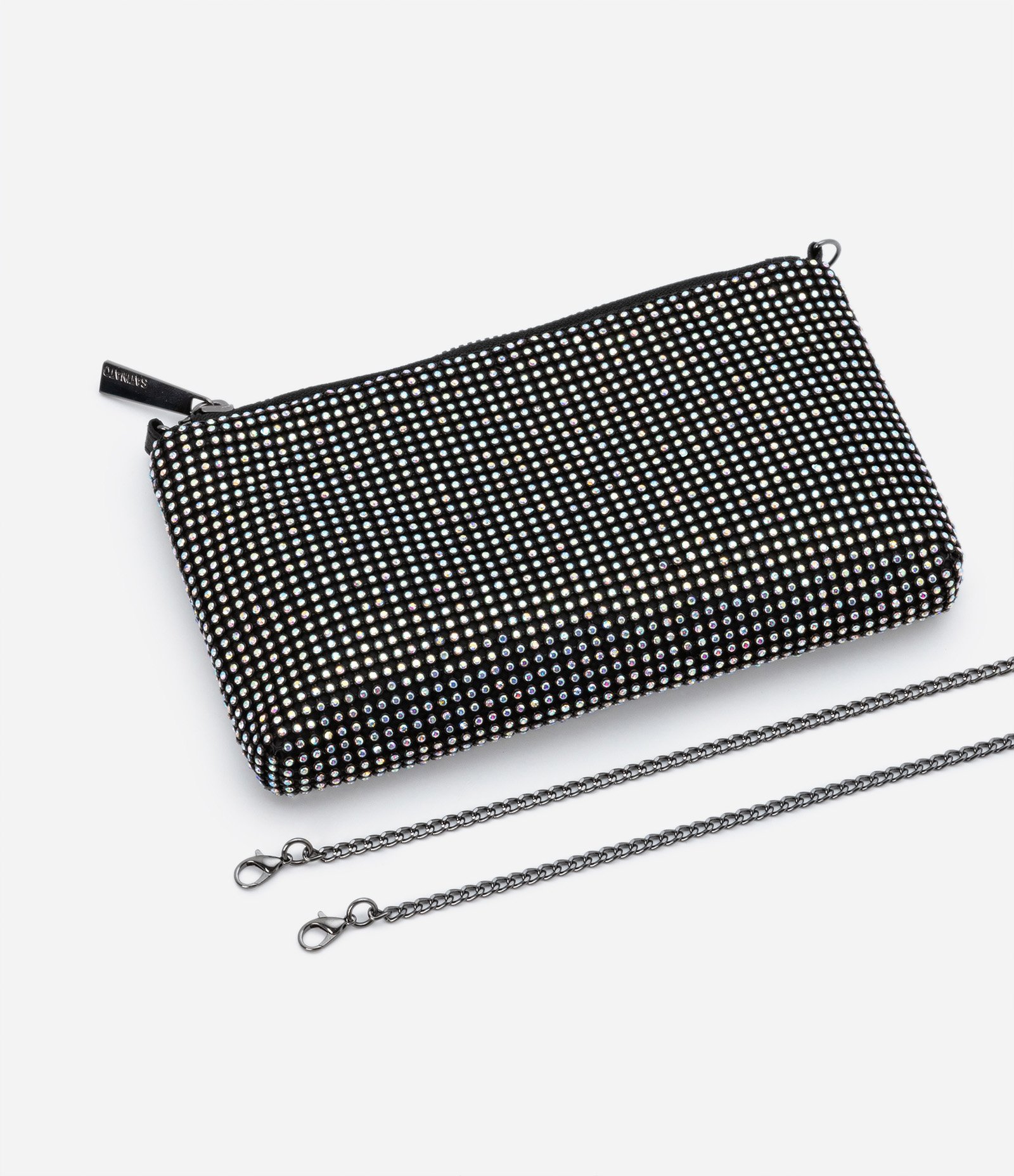 Bolsa Transversal com Alça Corrente e Detalhes em Strass Holográfico-AC 7