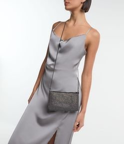 Bolsa Transversal com Alça Corrente e Detalhes em Strass