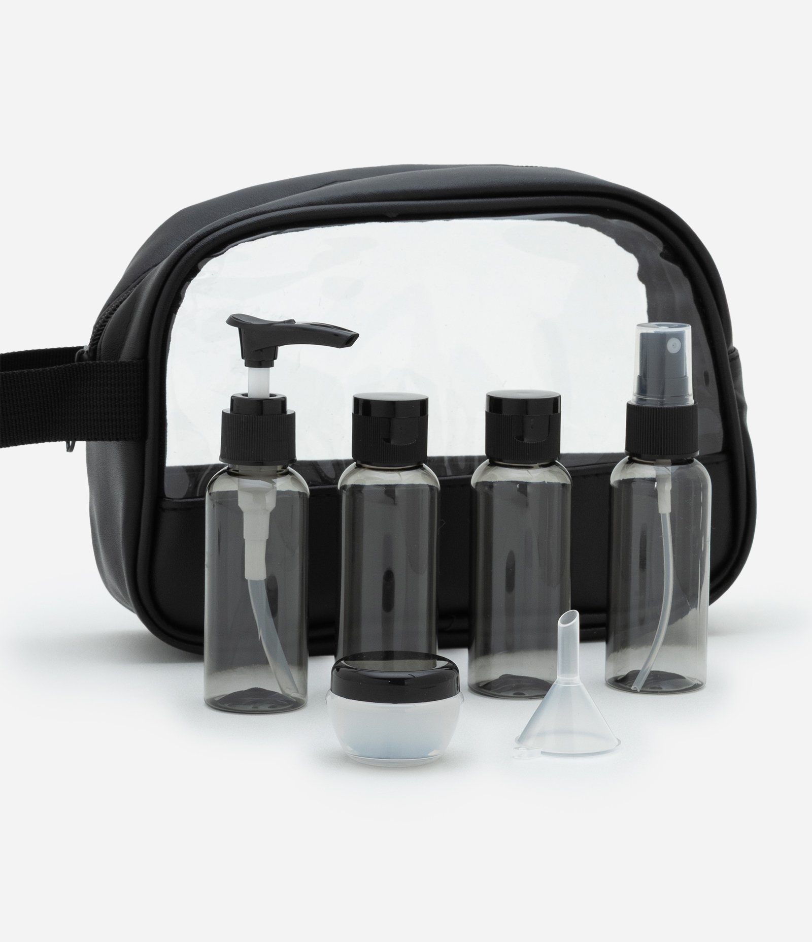 Kit Viagem com Frascos e Nécessaire Preto 2