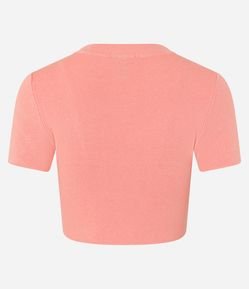 Blusa Básica Cropped Canelada em Viscose