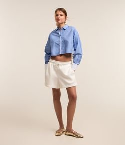 Short Runner em Moletom com Forro Fleece e Cordão no Cós